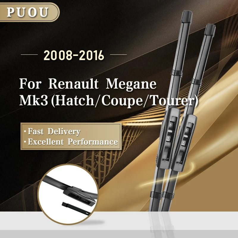 PUOU стеклоочистители для Renault Megane Mk3 24 "и 16" подходит штык 2008 2009 2010 2011 2012 2013 2014 2015