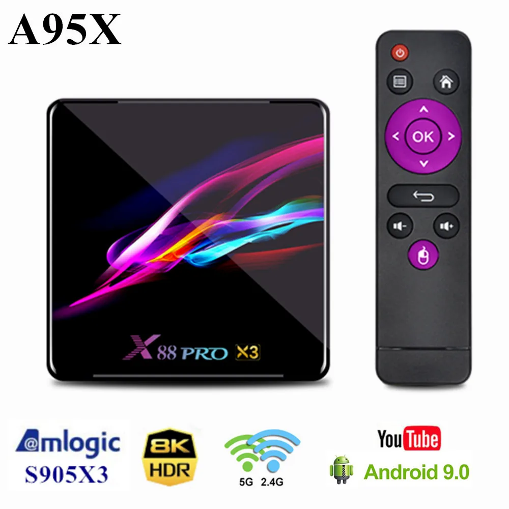 X88 PRO X3 приставка для ТВ Amlogic S905X3 Quad core Android 9 0 5G бароскоп с кабелем 8 к Декодер