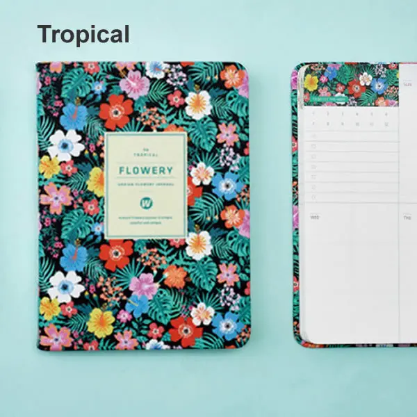 Tropical Planner Новое поступление Милые ПУ кожа цветочный цветок расписание ежедневник дневник еженедельник школьные милые офисные принадлежности канцелярские принадлежности - Цвет: Tropical Planner