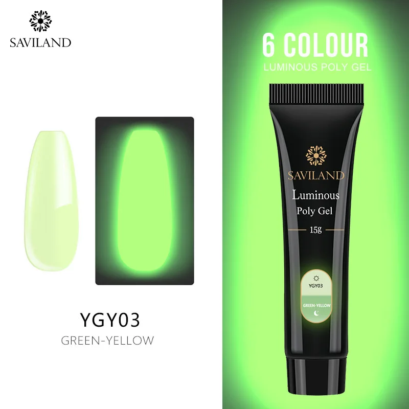 YGY03 SAVILAND Светящиеся в темноте ногти поли гель Быстрый УФ строительный гель лак для ногтей светящийся поли гель для ногтей набор Гель-лак для маникюра - Цвет: YGY03
