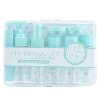 

12 in 1 Portable Travel Plastic Empty Bottle Set with Case Simple Cosmetic Sub-Bottle Combo for Shampoo Conditioner