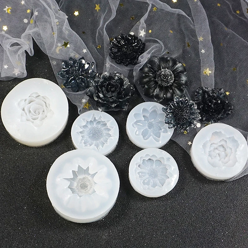 

4 Style Crystal Flower Epoxy Silicone Mold For DIY Epoxy UV Resin Silicone Flower Container Silicone Geometric Shape Molds