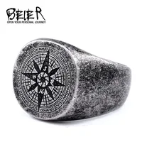 BEIER 316L stainless steel Novi Odin Amulet High Quality Jewelry Vintage Viking Compass Men's Ring BR8-179