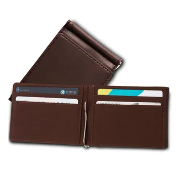 

Fashion Wallets for Men Solid Trifold Money Clips Men's Credit Card Case Pu Leather Slim Short Business Purses Male