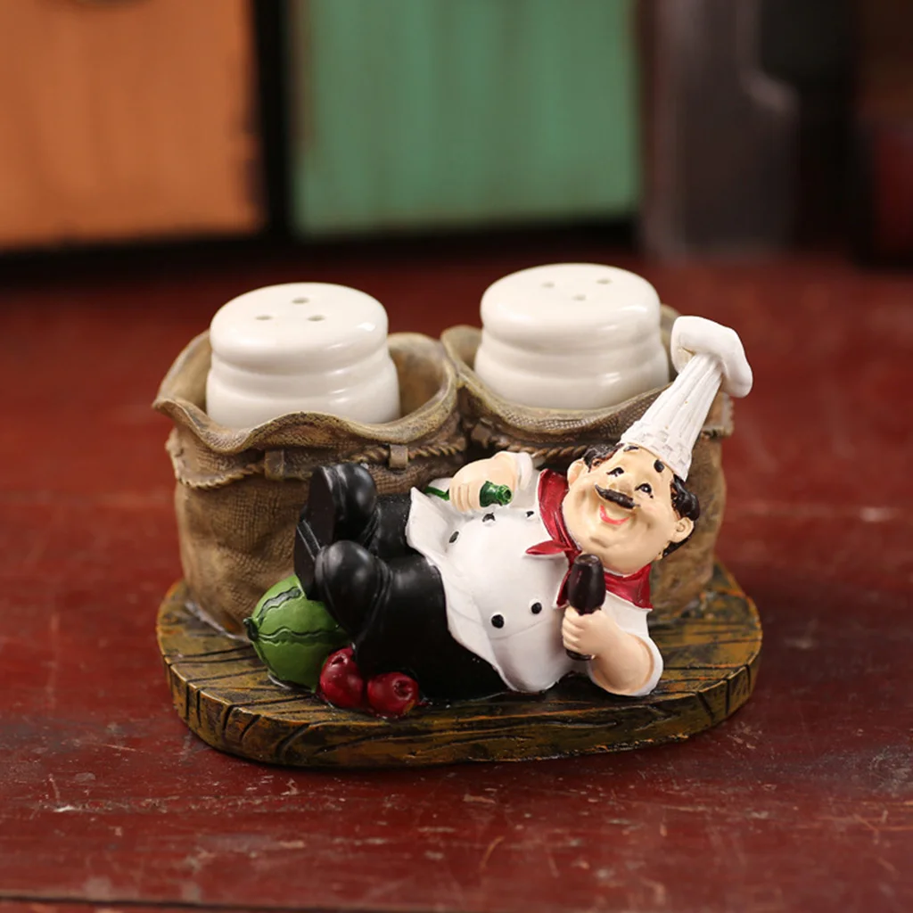 Crafts Chef Statue Salt Pepper Bottle Holder Statue Pepper Bottle Holder