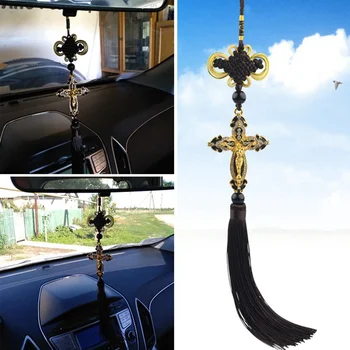 

Car Pendant Metal Cross Jesus Christian Religious Car Rearview Mirror Ornaments Hanging Auto Car Styling Accessories