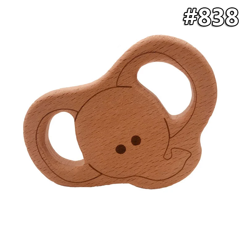 wood teether 838 Деревянный Прорезыватель для новорожденных деревянный кулон для пустышки цепочка прорезыватель Игрушка милая форма животных пищевой материал детские трофеи игрушка подарок - Цвет: wood teether 838