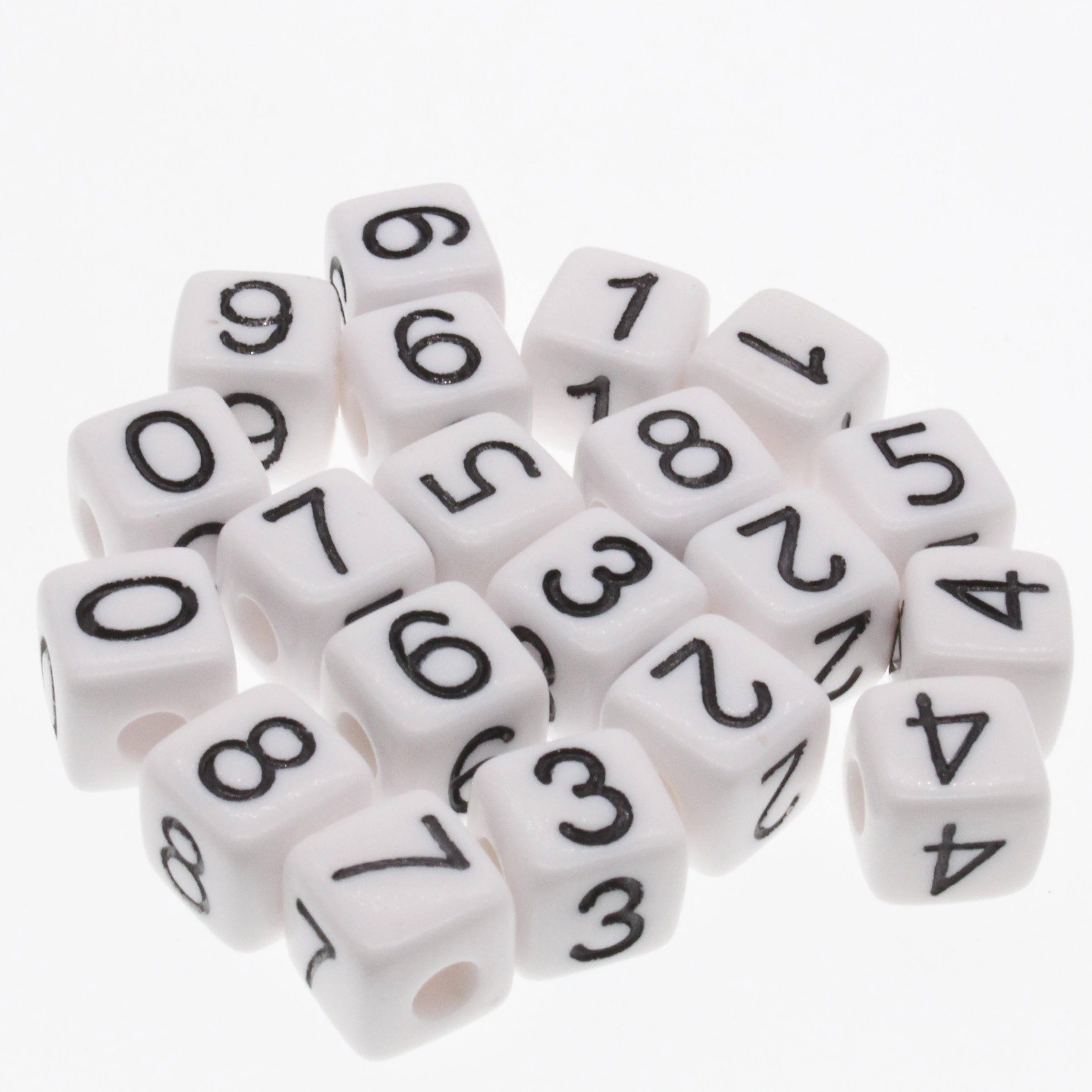 Chongai 20/50pcs Cube Acrylic Number Beads Single Number 0-9 White Square  Bracelet Jewelry Making Beads 10*10mm - Beads - AliExpress