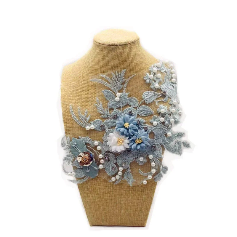 

3D Embroidery Flower Patches Lace Beads Sewing Garment Appliqued Accessories Women Blouse Qipao Jeans Bag Kids Dress Decorations