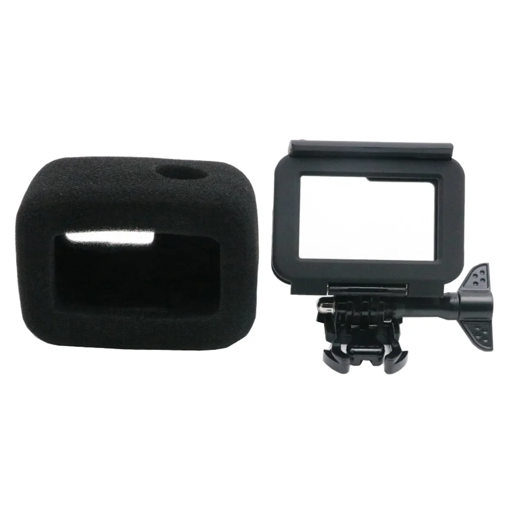 Windshield Foam Cover Wind Noise Reduce + Frame Case for GoPro Hero 5 6 7 Kit