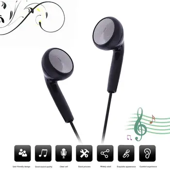 

Black Universal Music Earphone 3.5mm Wired Stereo Headphone Headset Earpiece With Mic For Phones MP3 Music player Computer