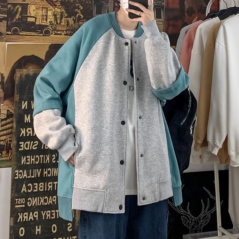 

Autumn Cardigan Hoodie Men's Fashion Casual Baseball Uniform Sweatshirt Men Streetwear Loose Hip-hop Track Hoodies Mens M-5XL