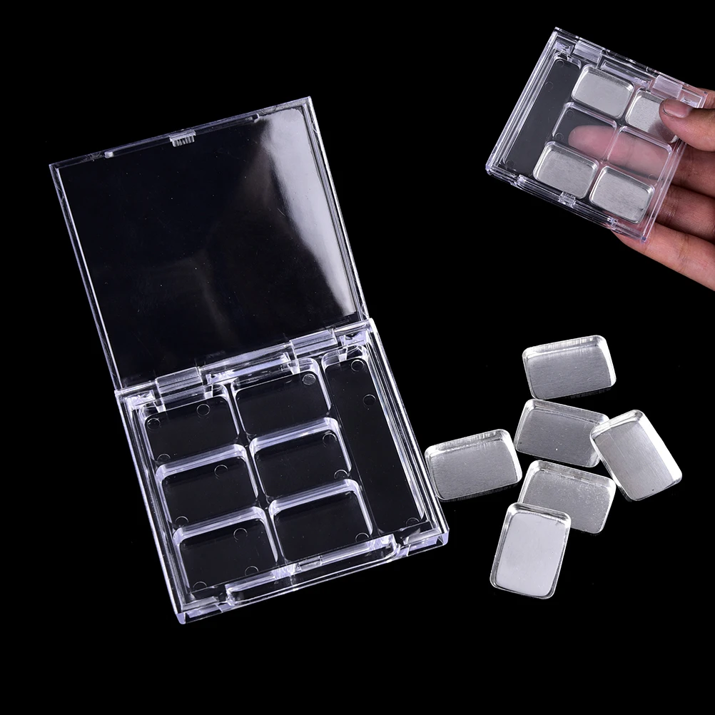 Cosmetic Case 1Pc 6Pcs Palettes Empty 6 Square Grid Eyeshadow Lipstick Powder Box Case Cosmetic Packing Palette eye shadow plate