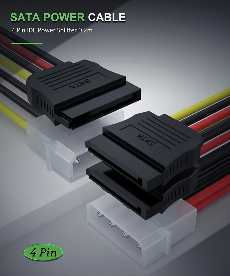 Cabletime 4 Pin IDE Molex Male к 15 Sata Serial ATA Female адаптер для жесткого диска кабель C06|Кабели VGA| |