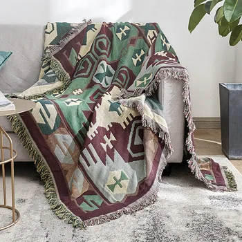 

Vintage American Sofa Covered Bay Window Pad Window Bed Blanket Bed Home Textiles Tassel Sofa Towel Blanket Carpet Plane Travel