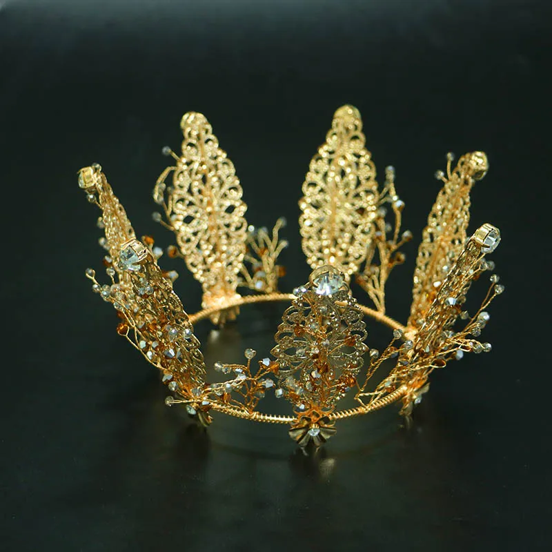 

Exquisite Baroque Bridal Crown Colorful Crystal Beads Full Circle Crowns Women Princess Wear Birthday Wedding Hair Accessories