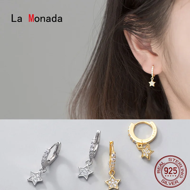 Женские серьги-кольца La Monada подвеска с пентаграммой серебро 925 пробы