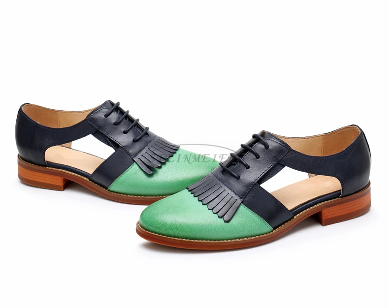 Yinzo/женские туфли-оксфорды на плоской подошве; женские кроссовки из натуральной кожи; женские броги; Повседневная обувь в винтажном стиле; женская обувь