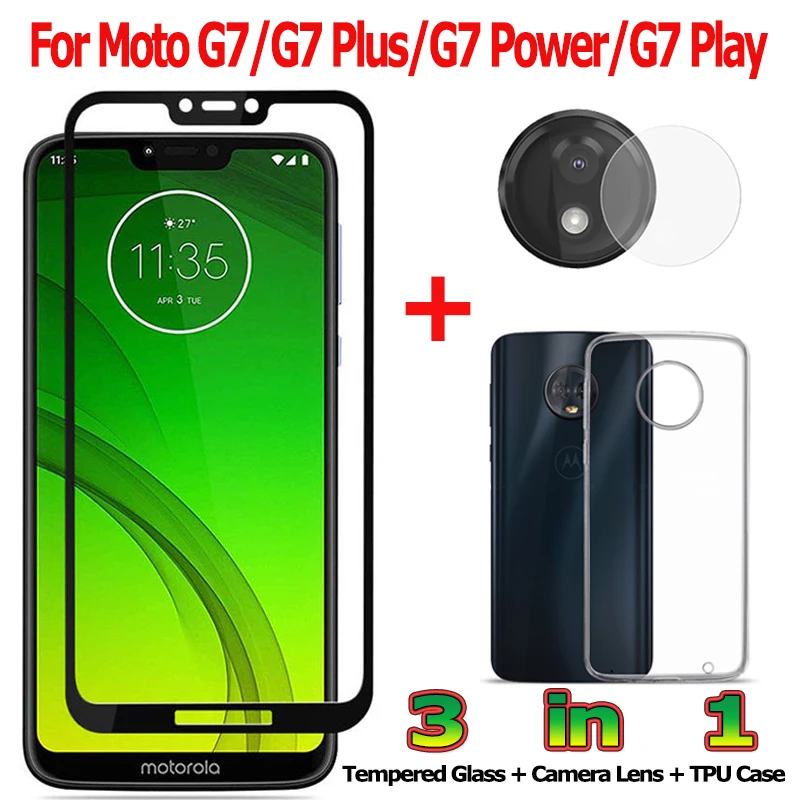 

3-in-1 Tempered Glass for Motorola Moto G7 Plus G7 Power Camera Glass for Moto G7 Play Screen Protector Film for Moto G7 Glass