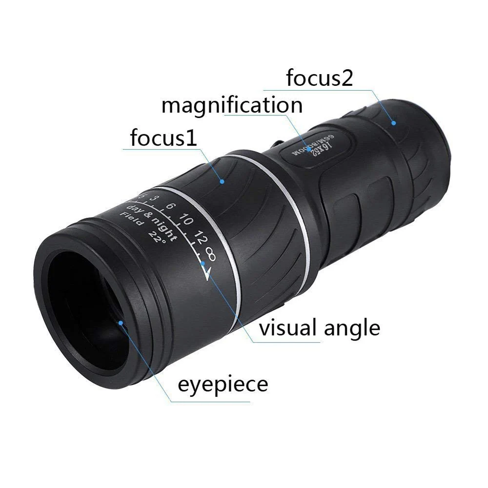 

Portable 16 X 52 High Over Binoculars Telescope Monocular 66 / 8000M Plastic Binoculars Outdoor Black Outdoor Sports Telescope