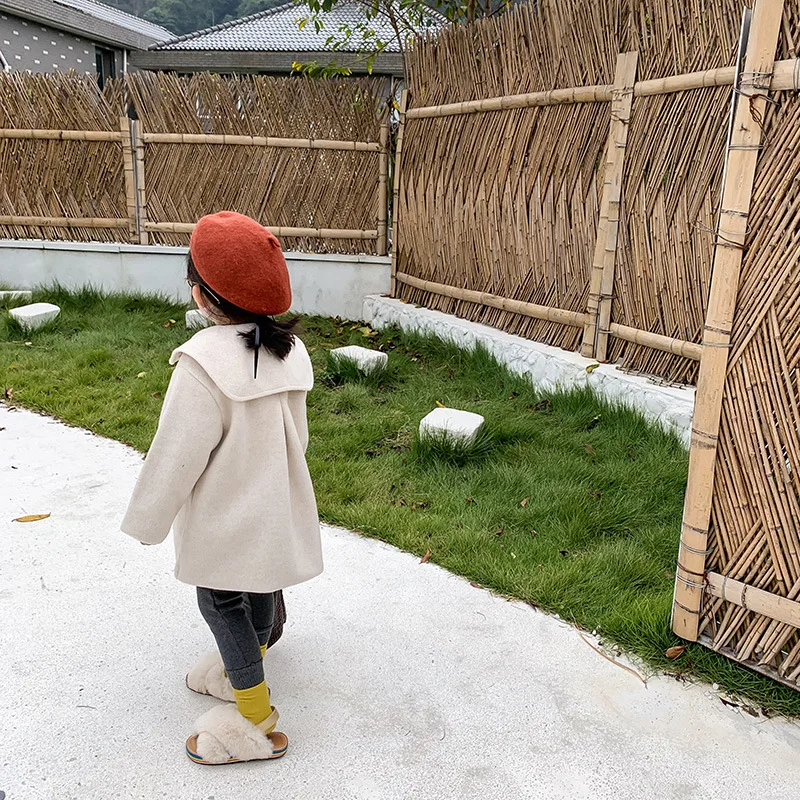 Winter girl's coat New Arrival korean style cotton woolen thickened fashion long style all-match for sweet cute baby girls