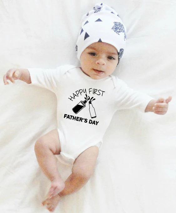 Happy First Father's Day, детские комбинезоны с буквенным принтом, 100% хлопок, детский комбинезон, комбинезон с длинным рукавом, зимняя одежда