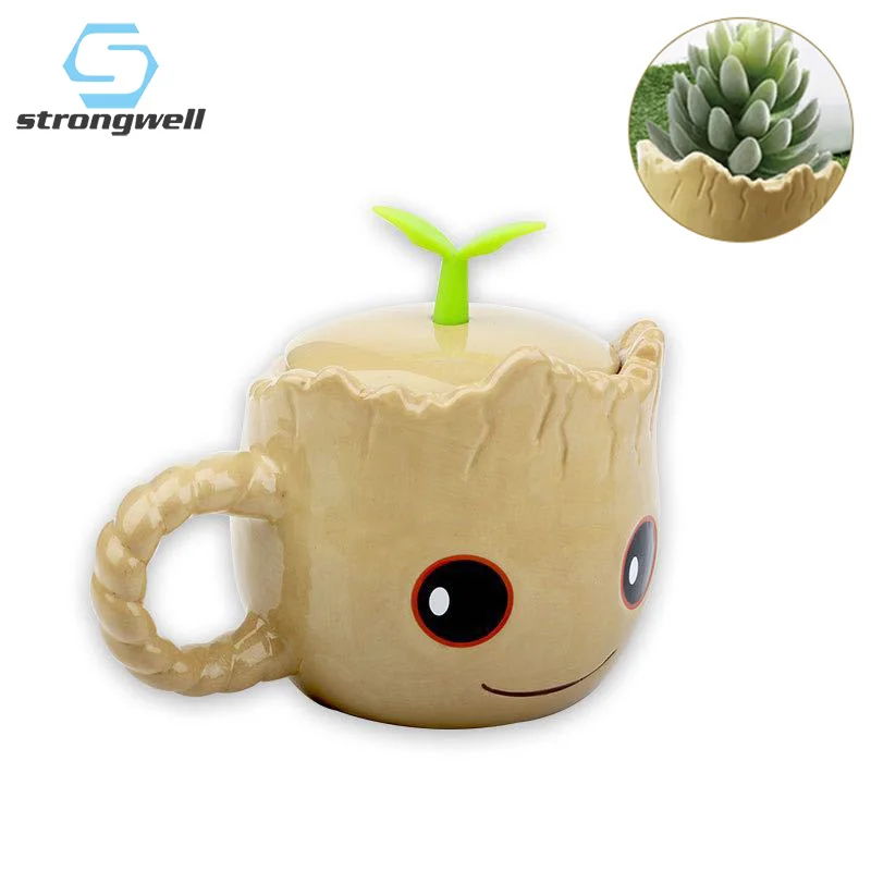 

Strongwell Baby Groot Ceramic Coffee Cup Flower Pot 3D Stereo Tree Man Marvel Guardians The Galaxy Avengers Figurine Kids Cute