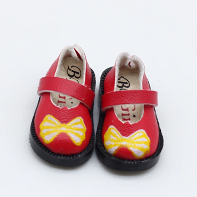 3.2cm 1Pair Doll Shoes for Blythes and 1/8 BJD Mini Leather Dolls Shoes Azone Toy Shoes Accessories 4