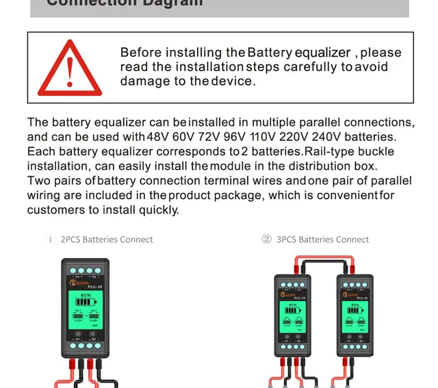 plc-10 12 v10a batterie equalizer für 24 v36v48v96v120v gel flut agm blei  säure lithium batterien spannung balancer lcd display