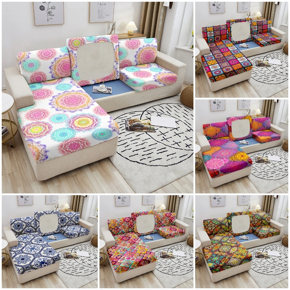 Elastic Sofa Seat Cushion Cover Mandala Pattern Slipcover Pets Kids Furniture Protector L Shape Slipcovers | Дом и сад
