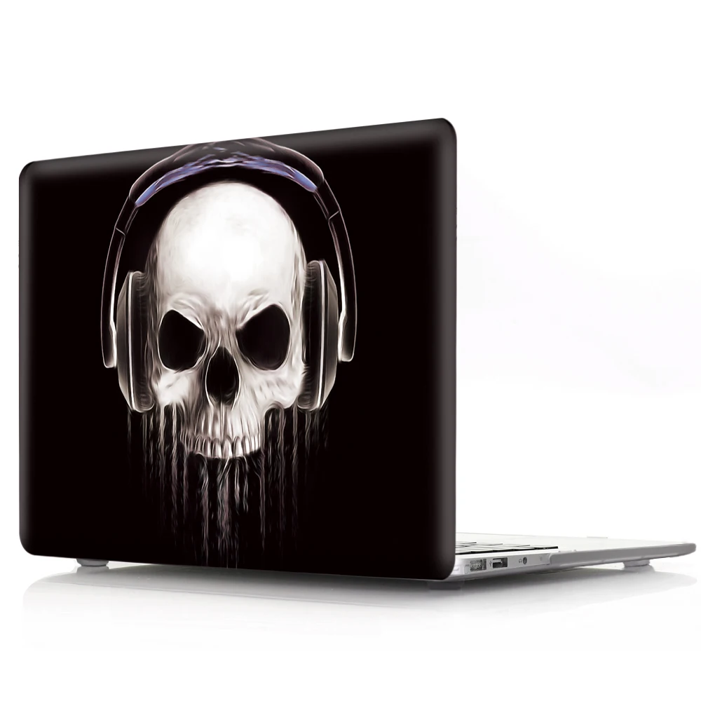 Black Skull Coque Per Macbook Air 13 2018 A1466 A1932 Custodia Per Laptop Halloween Hard Pc Per Macbook Air Pro Retina 11 12 13 15 Cover