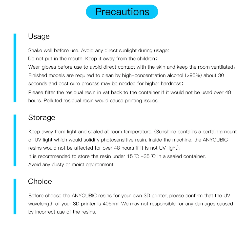 ANYCUBIC 500g/1kg UV Resin 3D Printer accessories Quick Curing 405nm Liquid Photopolymer Printing Material for Photon Mono X 4K