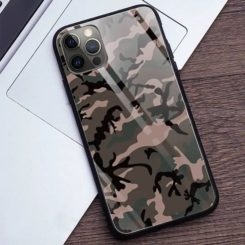 Quân Ngụy Trang Ốp Lưng Điện Thoại Kính Cường Lực Cho iPhone 12 11 Pro XR XS MAX 8X7 6S 6 plus SE 2020 12 Max Pro Mini otterbox commuter Cases For iPhone