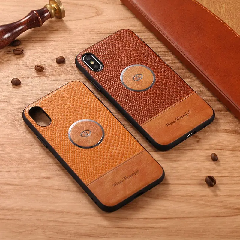 

For Iphone 7 Plus Leather Case Iphone Xr Case Luxury Splicing Leather Iphone Xs Max Case Magnetic Absorption Of Vehicle Support