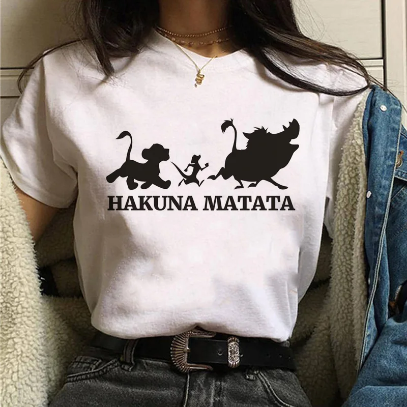 347 Футболка «Король Лев хакуна матата» harajuku, женская футболка ulzzang, летний топ с принтом 90 s, футболка веселая, повседневная, женская, Homme - Цвет: 347
