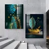 3 Panels Cheap Canvas Art Painting Chinese Style Green and Gold Waterproof Wall Art Prints Home Decor Canvas Posters Prints ► Photo 3/6