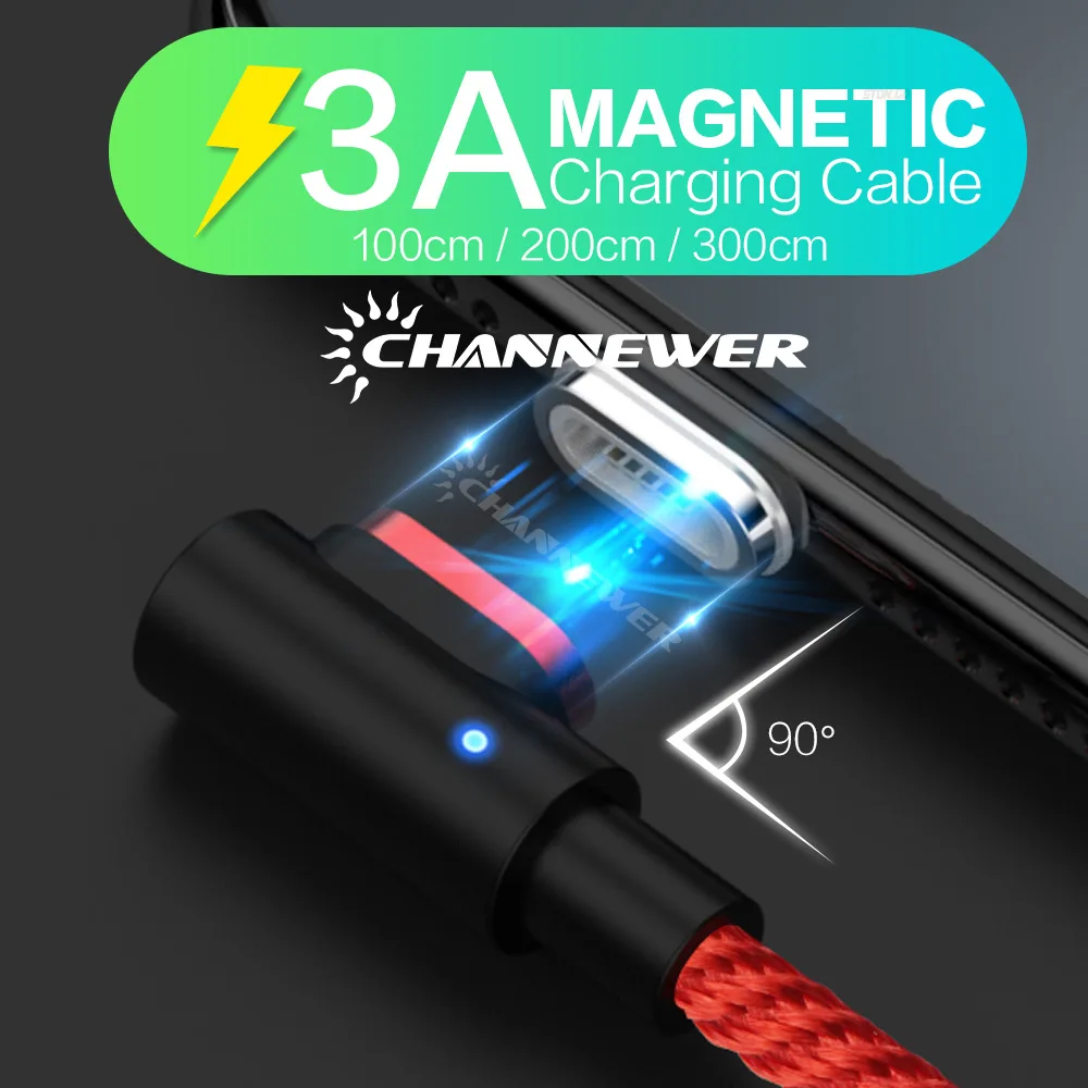 Магнитный кабель STONEGO 90 градусов usb c Micro Type C для быстрой зарядки L Line магнитное