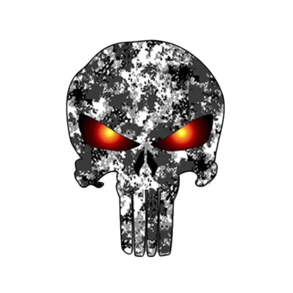 

DAWASARU Custom Ersonality Skull Car Stickers Reflective Printing Ghost Head Car Wall Home Stickers Decorative Decal 12cm*14cm