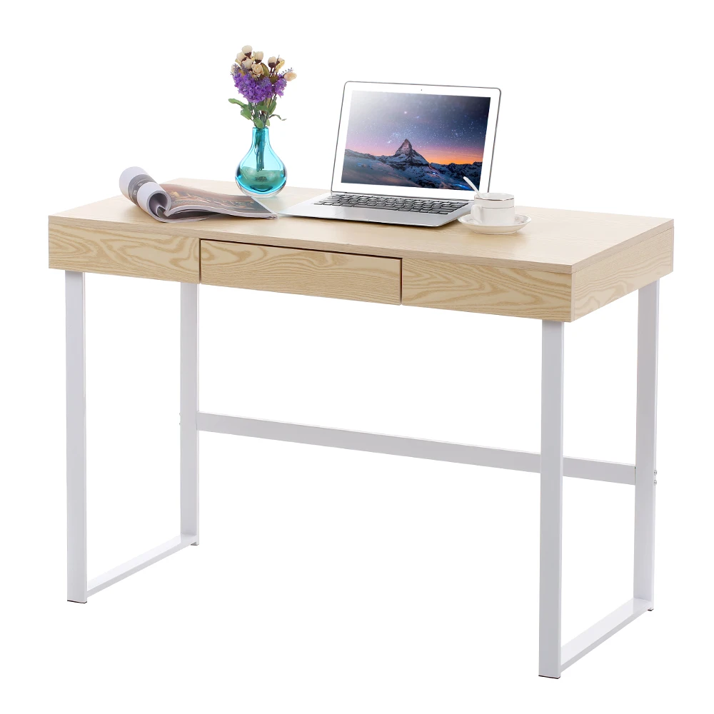 Ikayaa Modern Metal Frame Computer Desk Table With Drawer Home Ikayaa Modern Metal Frame Computer Desk