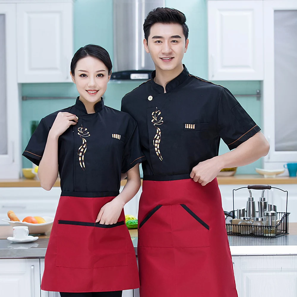 Restaurant Kitchen Chef Uniform Breathable Double Breasted Shirt Chef Jacket+cap+apron works clothes for men Wholesale Unisex