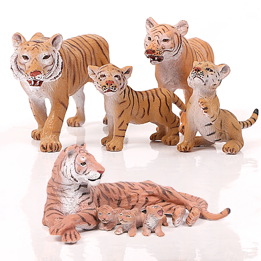 LARGE Pack 6 x Children's Kids Toy Wild Animal Play Figures Figurines Tiger... 