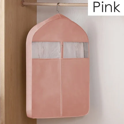 Pink 60x135cm Нетканый комплект чехлов для одежды, сумка для одежды, влагозащитный чехол, Мужское пальто, верхний чехол для одежды, подвесная одежда для гардероба - Цвет: Pink 60x135cm
