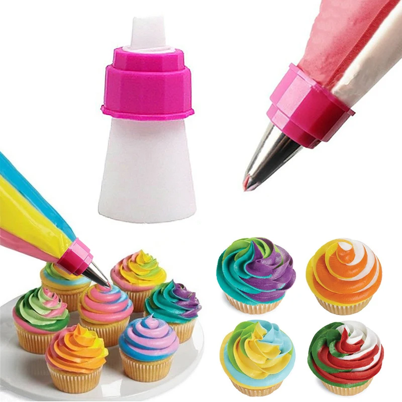 

1Pc Icing Piping Bag Nozzle Converter Tri-color Cream Coupler Pastry Nozzles Adaptor DIY Cup Cake Baking Decorating Tips Set