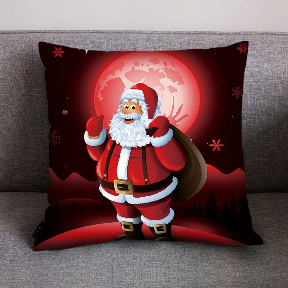 Веселая Рождественская наволочка для подушки Санта-Клаус с рождественским принтом квадратный льняной диван-кровать наволочка для подушки Cuscini Decorativi дропшиппинг
