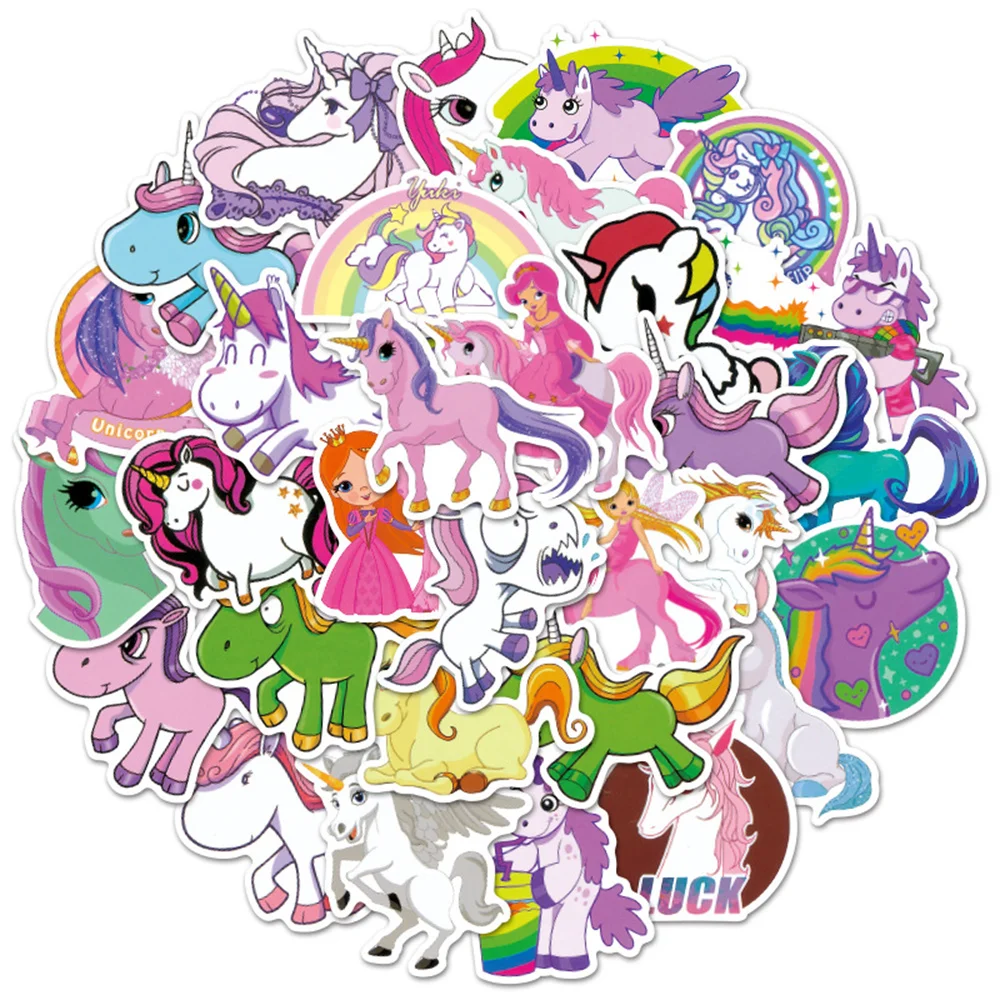 10/30/50PCS Rainbow Horse Cartoon Cute Personality Decoration Graffiti Waterproof Sticker Skateboard Water Cup  Helmet Wholesale 50pcs non repetitive motorcycle off road stickers luggage helmet water cup personality cool graffiti stickers