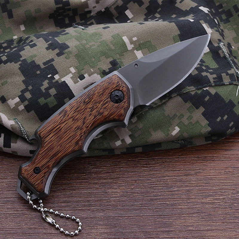 Gray Color 5CR15MOV Blade Knives Keychain Mini Pocket Folding Hunting Knife Tactical Survival Knive
