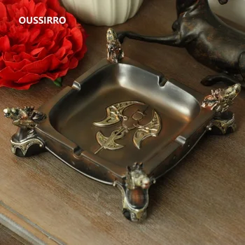 

OUSSIRRO Luxury Large Size Ashtrays Gadgets Vintage Style Square Quality Resin Ashtray