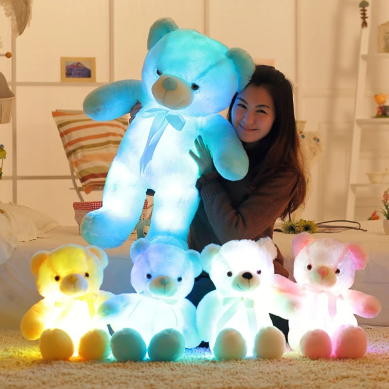 

50cm Creative Light Up LED Teddy Bear Stuffed Animals Plush Toy Colorful Glowing Christmas Gift for Kids Pillow