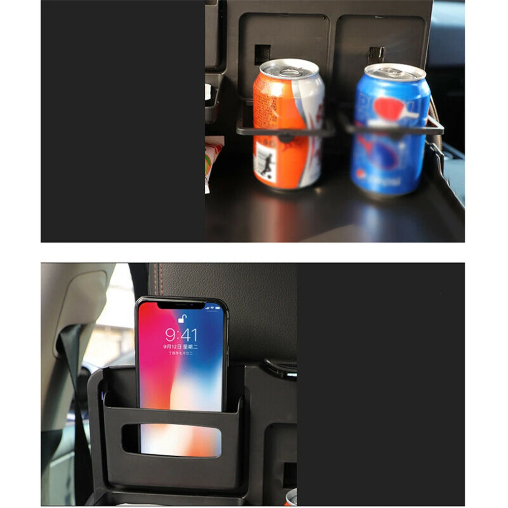 Folding Car Headrest Seat Back Storage Box Phone Holder Beverage Bag Food  Table Tray Universal Car Bracket Drink Holder - AliExpress