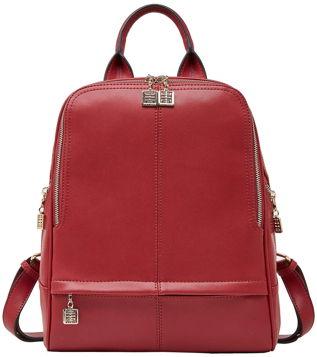 Роскошный рюкзак из натуральной кожи для женщин, модный школьный рюкзак для девочки Sac Dos черная сумка на плечо брендовый кошелек школьный - Цвет: red wine